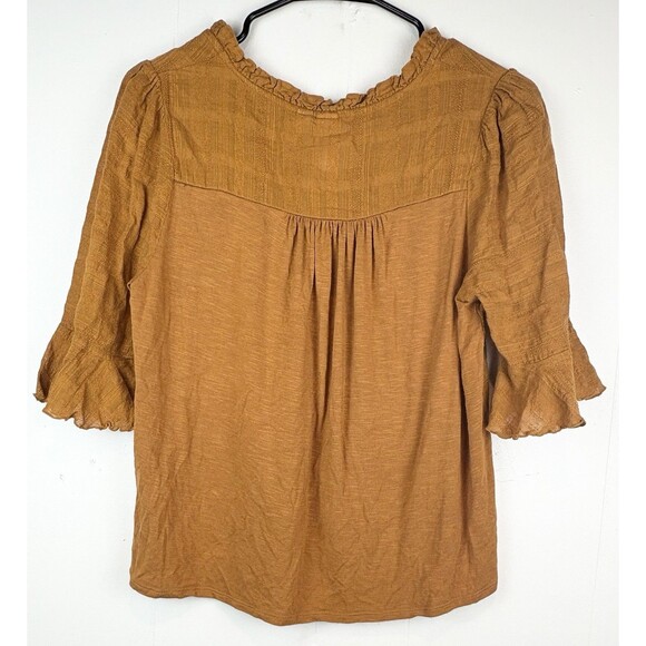 Anthropologie Dolan Peasant Blouse Brown Orange Boho Western Textured, XS - Picture 6 of 6